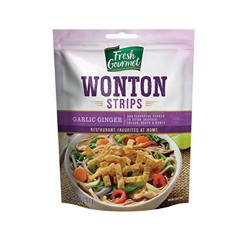 Fresh Gourmet Wonton Strips, Garlic Ginger, 3.5 Ounce Pack Of 9