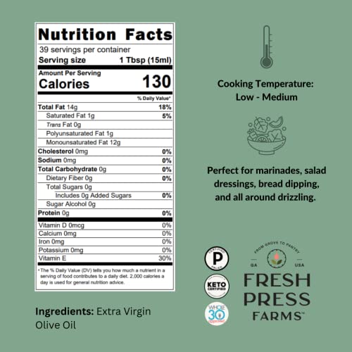 Fresh Press Farms Extra Virgin Olive Oil, Bold, 16.4 Fl Oz, 2-Pa