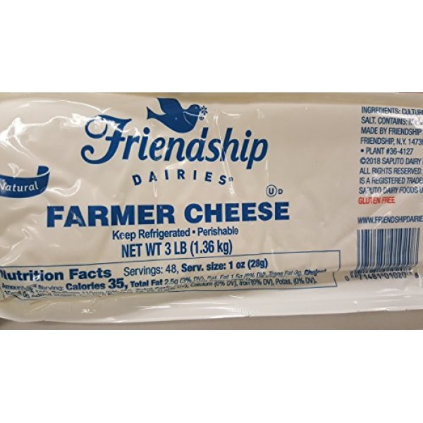 Friendship Farmer Cheese by DAIRIES 1 loaf 3 lbs.