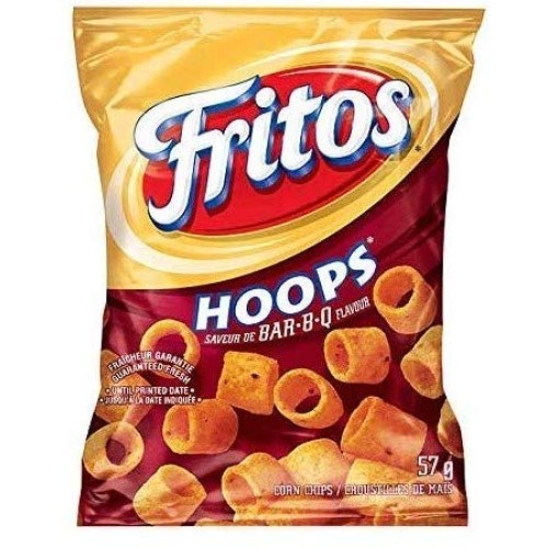 Fritos Hoops Bar-B-Q Corn Chips 57G/2Oz - 10 Pack {Imported From