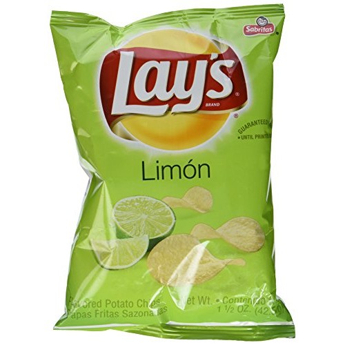 Frito Lays Limon Chips 1.5 Oz. - 8 Pack Jumbo Snack Size!!!!!!