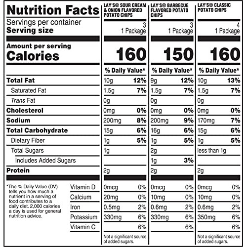 Lays Mix 3 Flavor Variety Pack, 1Oz Bags 10 Pack