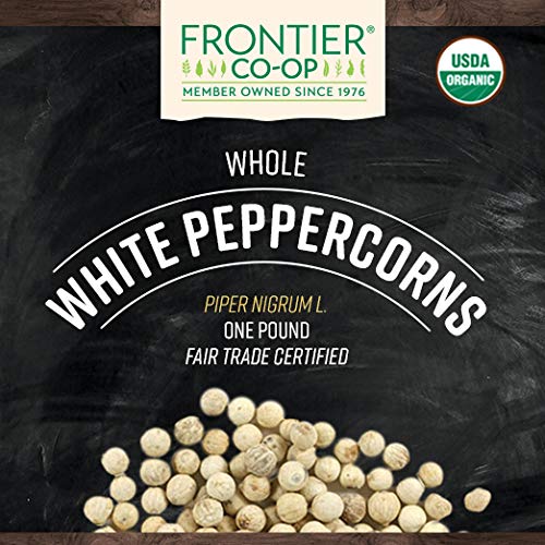 Frontier Co-Op Peppercorns, White Whole, Certified Organic, Kosh