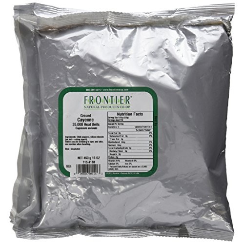 Frontier Chili Peppers Ground, Cayenne 35,000 Hu, 16 Ounce Bags