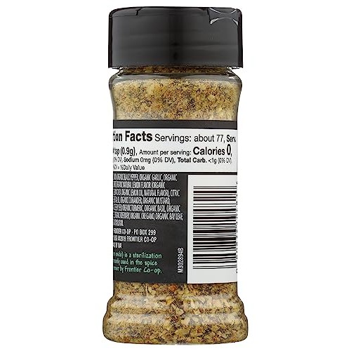 Frontier, Salt Free Organic Seasoning Lemon Pepper, 2.5 Oz