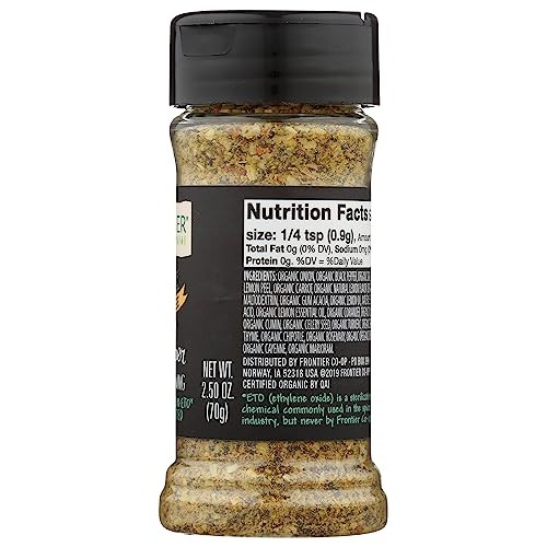 Frontier, Salt Free Organic Seasoning Lemon Pepper, 2.5 Oz