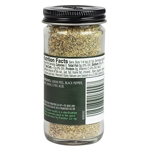 Frontier Seasoning Blends, Salt-Free Lemon Pepper, 2.08-Ounce Bo...
