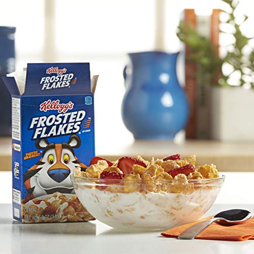 Kelloggs Breakfast Cereal, Frosted Flakes, Fat-Free, Single Ser