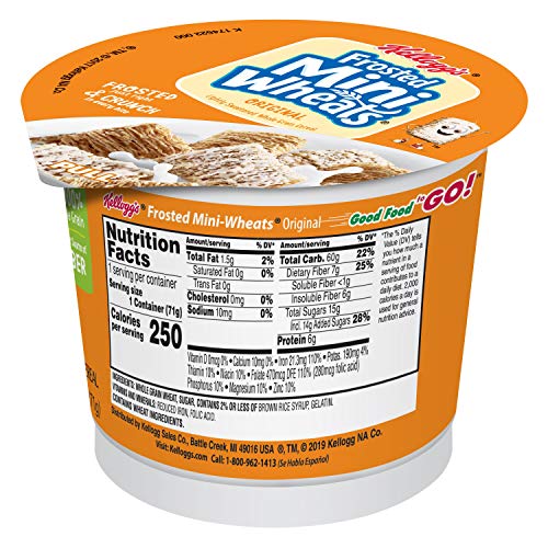 Kelloggs Frosted Mini-Wheats Breakfast Cereal Cups, High Fiber