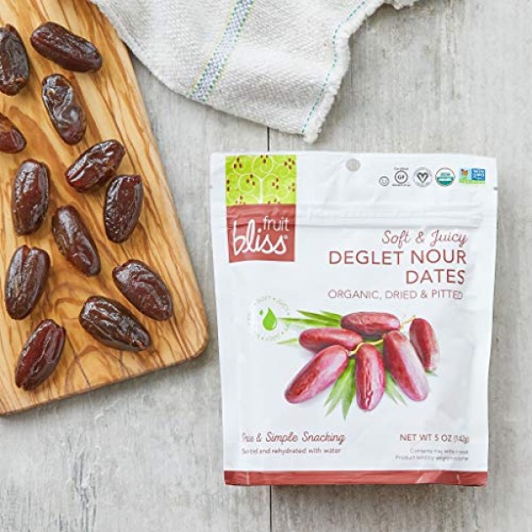Fruit Bliss Deglet Nour Pitted Dates – Soft & Juicy Organic, Dri...