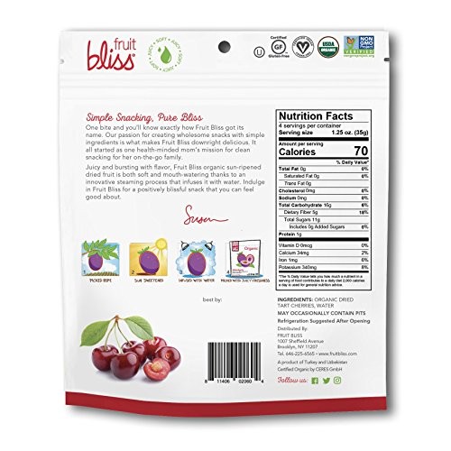 Fruit Bliss Organic Tart Cherries, 4 Ounce