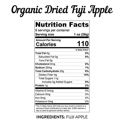 Usa Grown Organic Dried Fuji Apple Slices 8 Ounce Bag Pack Of 2
