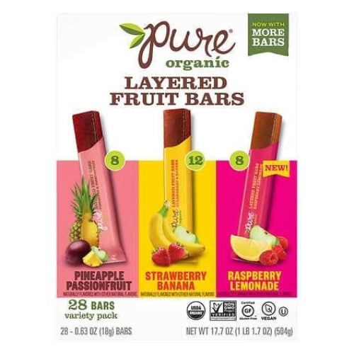 Pure Organic Layered Fruit Bars Variety Pack 28 Count Pack Of 2 Pure Organic Layered Fruit Bars Variety Pack 28 Count Pack Of 2