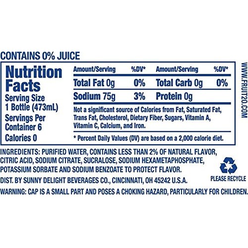 Fruit2O Zero Calorie Flavored Water, Cherry, 6 Count Pack Of 4