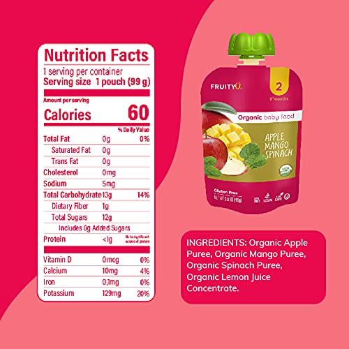 FruityU Organics Baby Food Stage 2 Variety Pack - Banana Blueber...