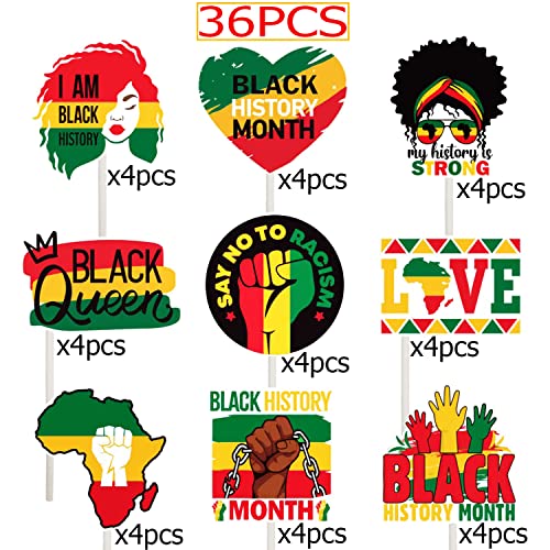 Black History Month Cupcake Toppers Party Supplies - Happy Black...