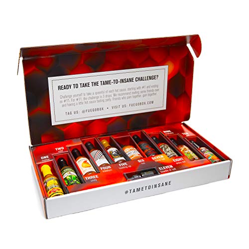 Tame-To-Insane Hot Sauce Challenge Box By Fuego Box - 11 Hot Sau
