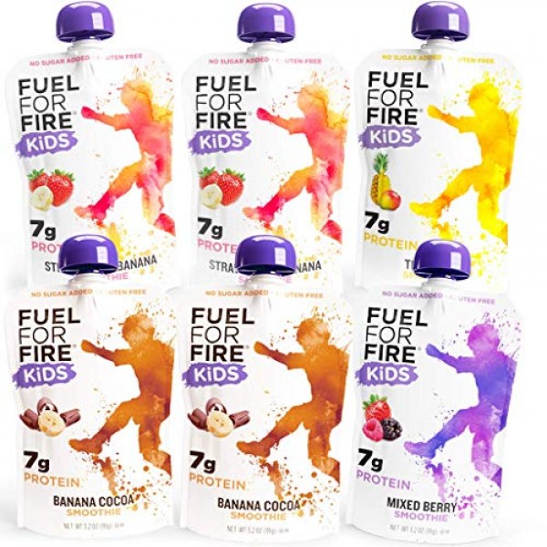 Fuel For Fire KIDS! Variety 6 Pack Fruit & Protein Smoothie Sq...