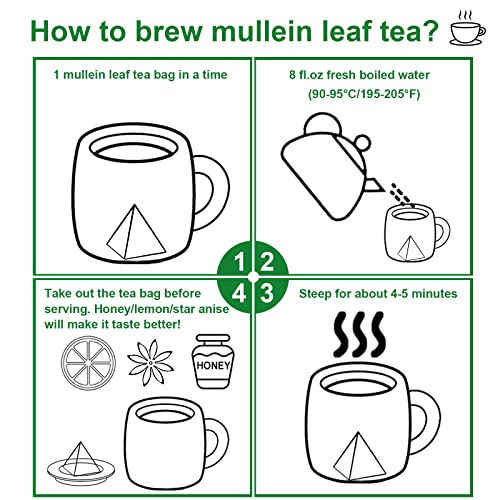 FullChea -Mullein Leaf Tea Bags, 20 Teabags, 3g/bag For Lungs - ...