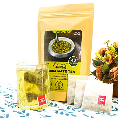 FullChea - Yerba Mate Tea Bag, 40 Teabags, 3g/bag - Unsmoked, Cu...