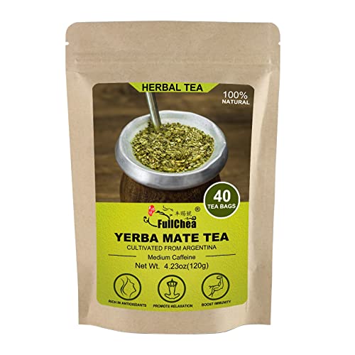FullChea - Yerba Mate Tea Bag, 40 Teabags, 3g/bag - Unsmoked, Cu...