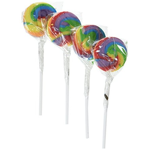 38 Piece Bulk Pack Mini Round Colorful Rainbow Swirl Lollipop Su