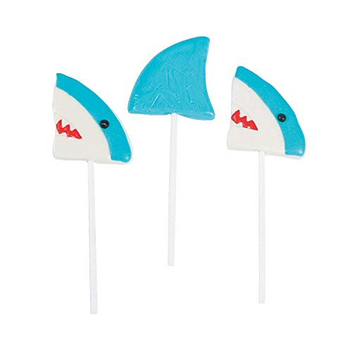 Shark Character Lollipops 12 Pack Mixed-Fruit Flavored Suckers