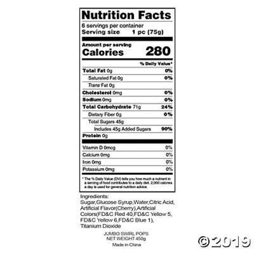 Large Rainbow Swirl Lollipop Suckers 6 Jumbo Pops Cherry Flavo