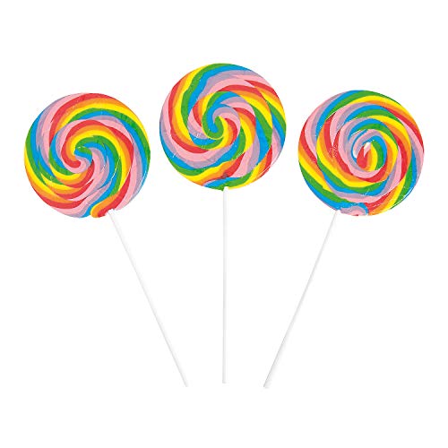 Large Rainbow Swirl Lollipop Suckers 6 Jumbo Pops Cherry Flavo