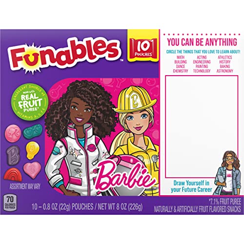 Funables Fruit Snacks, Barbie Shaped Fruit Flavored Snacks, Pack...