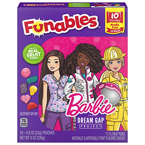 Funables Fruit Snacks, Barbie Shaped Fruit Flavored Snacks, Pack...