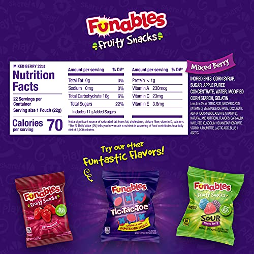 Funables Fruit Snacks, Mixed Berry, 22ct
