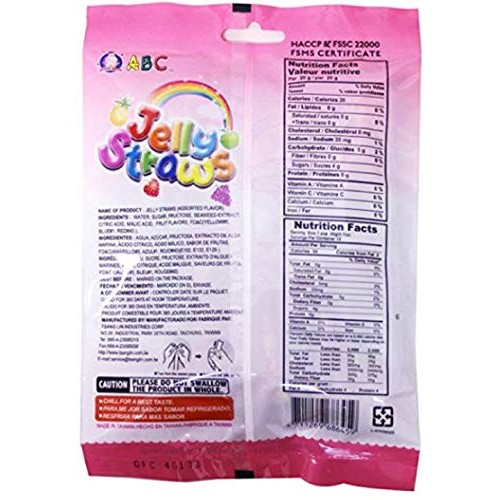 Abc Assorted Fruit Jelly Filled Strip Straws - Many Flavors! 9.