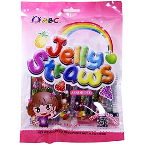 Abc Assorted Fruit Jelly Filled Strip Straws - Many Flavors! 9.