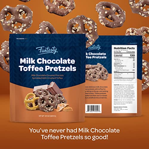 Funtasty Milk Chocolate Covered Pretzels with Crushed Toffee, 22...