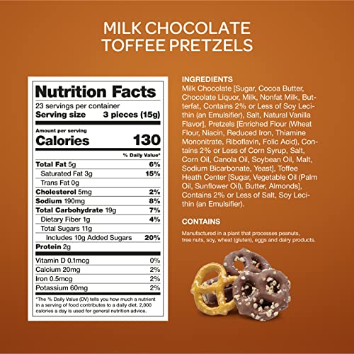 Funtasty Milk Chocolate Covered Pretzels with Crushed Toffee, 22...