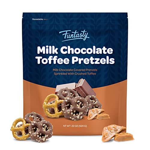 Funtasty Milk Chocolate Covered Pretzels with Crushed Toffee, 22...