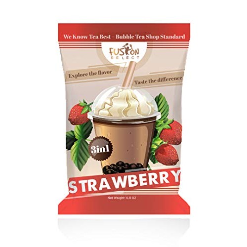 Fusion Select Bubble Tea Mix - Strawberry Flavored 3-In-1 Drink
