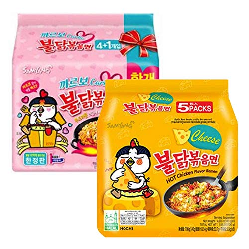 Samyang Chicken Fried Noodles 10 Packs 5X Carbo &Amp; 5X Cheese Ho