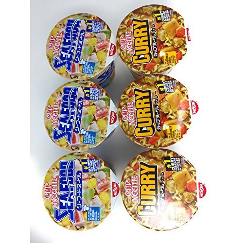 Nissin Cup Ramen Noodle Soup, Curry &Amp; Seafood Pack Of 6