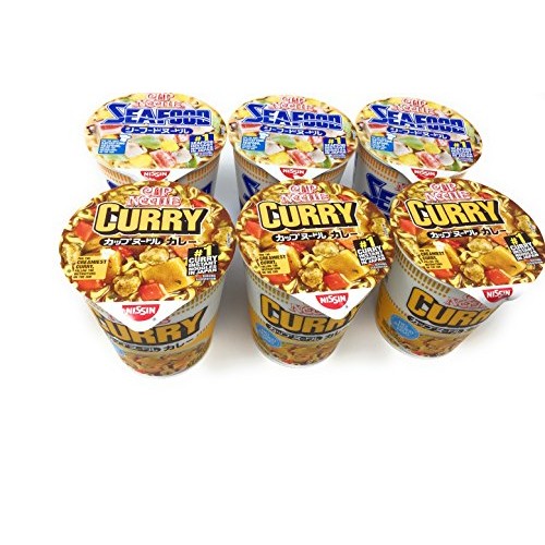Nissin Cup Ramen Noodle Soup, Curry &Amp; Seafood Pack Of 6