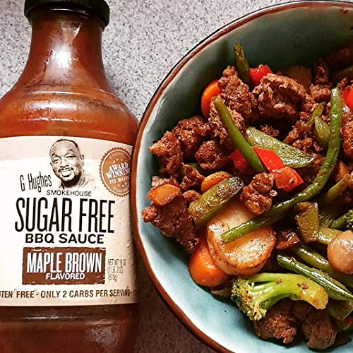 G Hughes Bbq Sauce Sugarfree Maple Brown Flavored Gluten Free 18