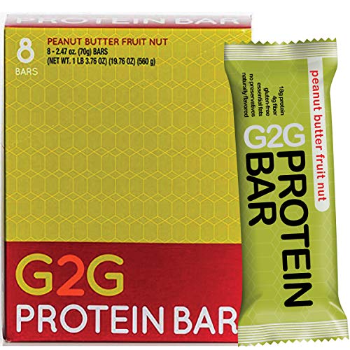 G2G Protein Bar, Peanut Butter Fruit Nut Protein Bar, 8 Count Box