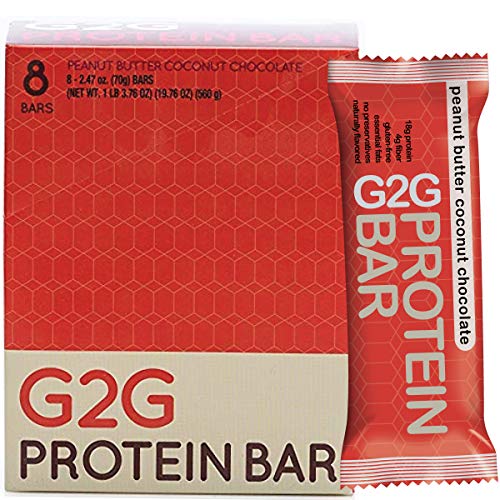 G2G Protein Bar, Peanut Butter Coconut Chocolate, 8 Count Box