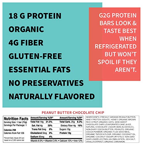 G2G Protein Bar, Peanut Butter Chocolate Chip Protein Bar, 8 Cou