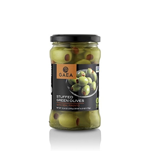 Gaea Natural Pimento Stuffed Olives, Pack Of 8-6.0 Ounce Glass J