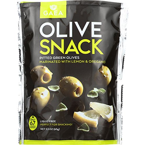 Gaea Olives - Green - Pitted - With Oregano And Lemon - Snack Pa