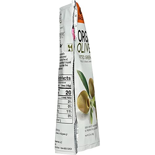 Gaea Organic Snack Pack Pitted Green Olives With Sea Salt And Le