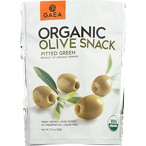 Gaea Organic Snack Pack Pitted Green Olives With Sea Salt And Le