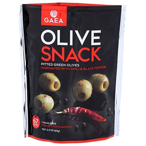 Gaea Snack Olive Grn Chli And Pepp, 2.3 Oz